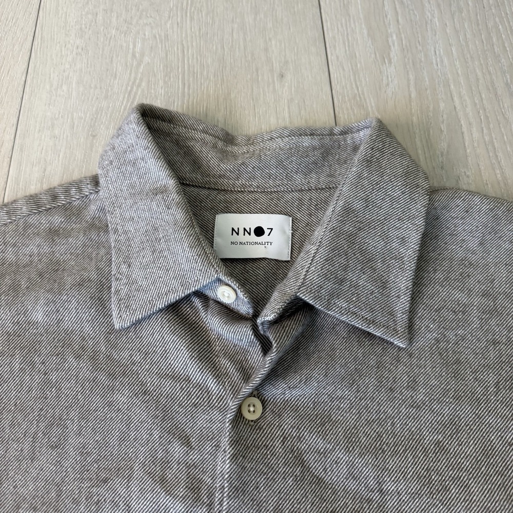 NNO7 No Nationality Errico Shirt Men's XL Gray Heather Button Up Cotton Twill